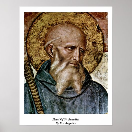 Hoofd van St. Benedictus door Fra Angelico Poster (Voorkant)