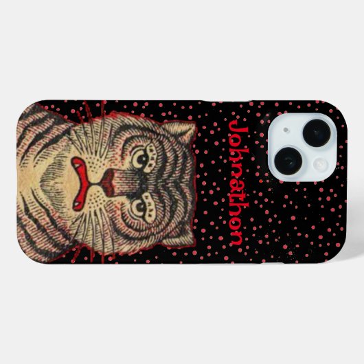 Hoofd van Tiger Woeste Gezicht Zwart Rood Stippen Case-Mate iPhone Case (Achterkant (horizontaal))