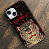 Hoofd van Tiger Woeste Gezicht Zwart Rood Stippen Case-Mate iPhone Case