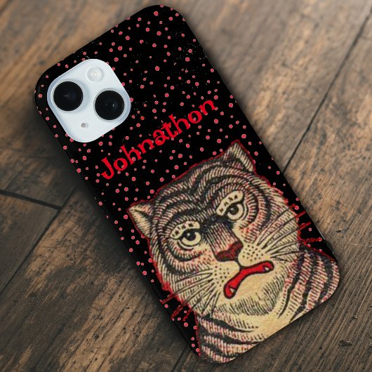 Hoofd van Tiger Woeste Gezicht Zwart Rood Stippen Case-Mate iPhone Case