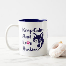 Hoofd Vintage Siberian Husky Tweekleurige Koffiemok