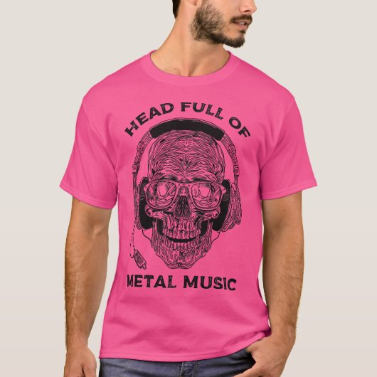 Hoofd vol metal muziek t-shirt (Voorkant)