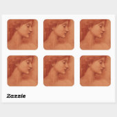 Hoofd vrouw, Edward Burne-Jones Fine Portrait Vierkante Sticker (Vel)