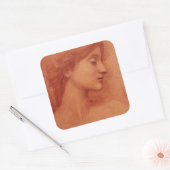 Hoofd vrouw, Edward Burne-Jones Fine Portrait Vierkante Sticker (Envelop)