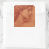Hoofd vrouw, Edward Burne-Jones Fine Portrait Vierkante Sticker (Tas)