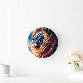Hoofd Witte Lion Colorful Art Ronde Klok (Huis)