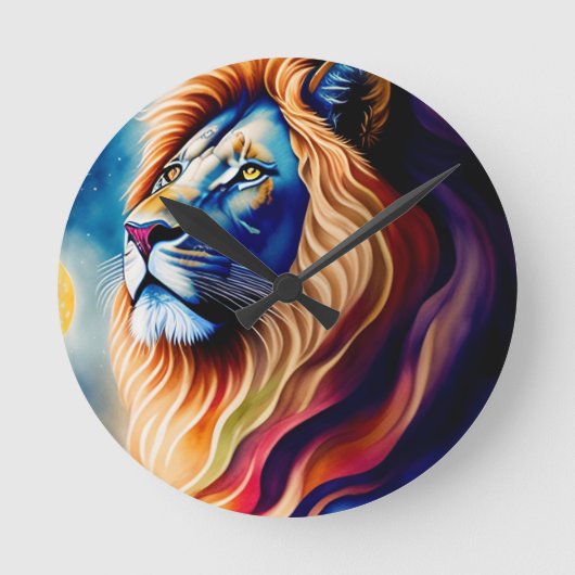 Hoofd Witte Lion Colorful Art Ronde Klok (Voorkant)