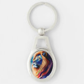 Hoofd Witte Lion Colorful Art Sleutelhanger (Voorkant)