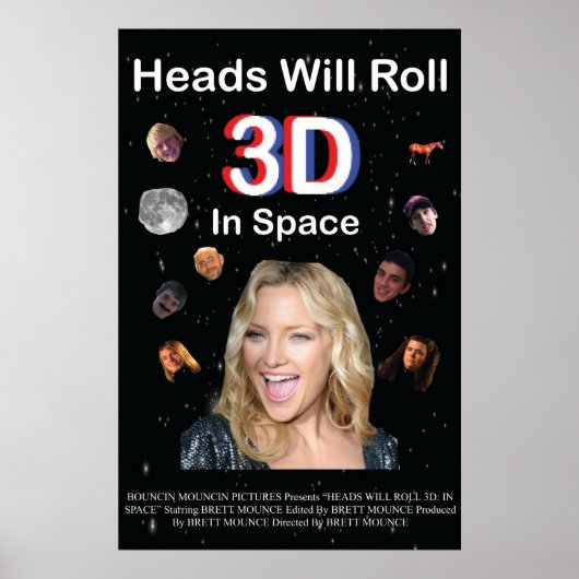 Hoofd zal 3D rollen: in de ruimte Poster (Voorkant)