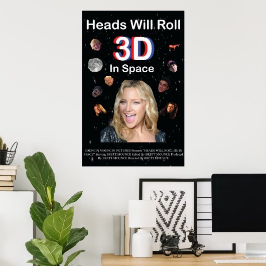 Hoofd zal 3D rollen: in de ruimte Poster (Thuiskantoor)
