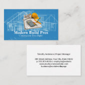 hoofdaannemer | Blauwdrukken | ingenieur Visitekaartje (Voorkant / Achterkant)