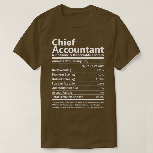 Hoofdaccountant, voedingsfactor en onmiskenbare fa t-shirt (Design voorkant)