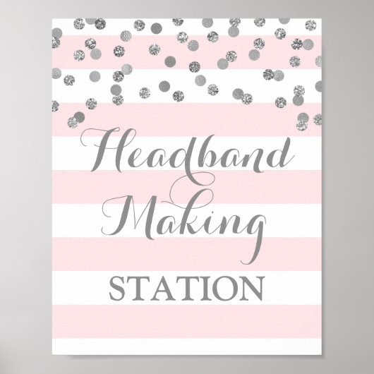 Hoofdband Maken Station Teken Blush Stripes Silver Poster (Voorkant)