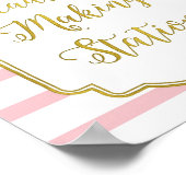 Hoofdband Maken Station Teken Roze Floral Stripes Poster (Hoek)