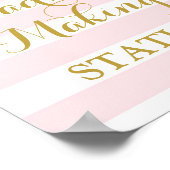 Hoofdband Maken Station Teken Roze Stripes Gold Poster (Hoek)