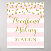 Hoofdband Maken Station Teken Roze Stripes Gold Poster (Voorkant)