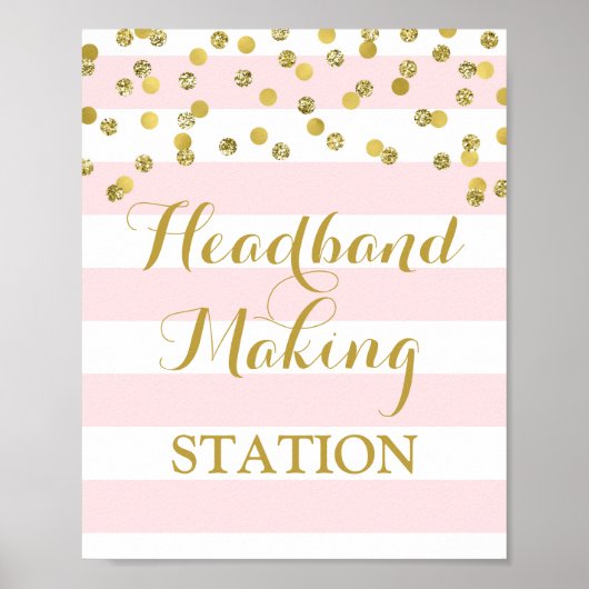 Hoofdband Maken Station Teken Roze Stripes Gold Poster (Voorkant)