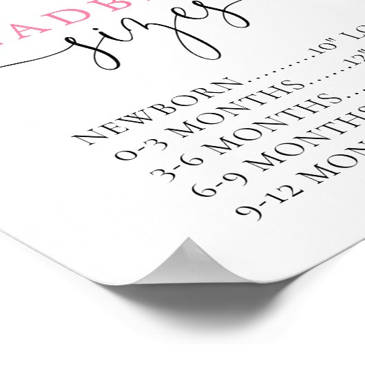 Hoofdband maten baby shower roze bloemenbord poster (Hoek)