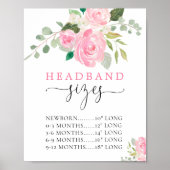 Hoofdband maten baby shower roze bloemenbord poster (Voorkant)