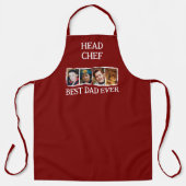 Hoofdchef Beste Papa Ooit 4 foto wit bordeaux Schort (Voorkant)