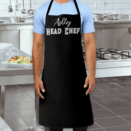 Hoofdchef Gepersonaliseerde Zwarte en Witte Keuken Schort