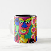 Hoofden 2, hoofden 2 tweekleurige koffiemok (Voorkant links)