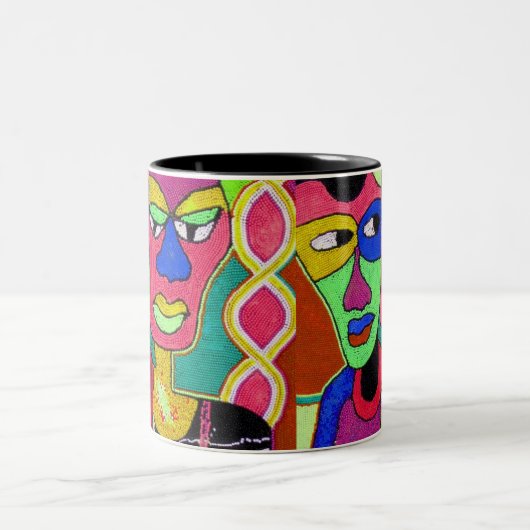 Hoofden 2, hoofden 2 tweekleurige koffiemok (Center)