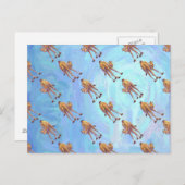 Hoofden en kwartels Camel Pattern op Blue Briefkaart (Voorkant / Achterkant)