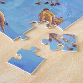 Hoofden en kwartels Camel Pattern op Blue Legpuzzel (Zijkant)