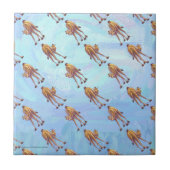 Hoofden en kwartels Camel Pattern op Blue Tegeltje (Voorkant)