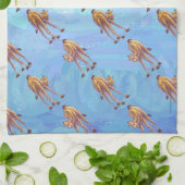 Hoofden en kwartels Camel Pattern op Blue Theedoek (Gevouwen)