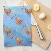 Hoofden en kwartels Camel Pattern op Blue Theedoek (Quarter Fold)