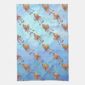 Hoofden en kwartels Camel Pattern op Blue Theedoek (Verticaal)