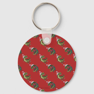 Hoofden en kwartels Festive TRex Pattern Sleutelhanger