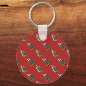 Hoofden en kwartels Festive TRex Pattern Sleutelhanger (Voorkant)