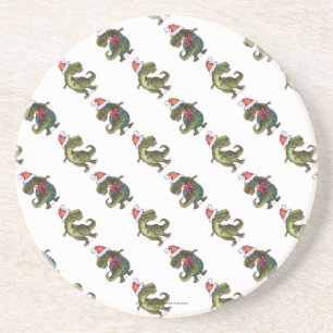 Hoofden en kwartels Festive TRex Pattern Zandsteen Onderzetter