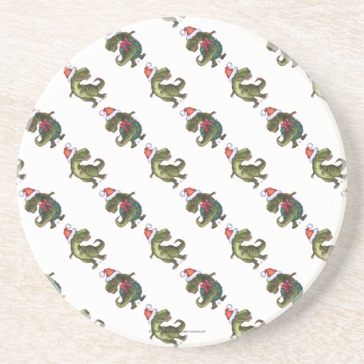 Hoofden en kwartels Festive TRex Pattern Zandsteen Onderzetter (Voorkant)