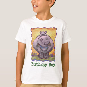Hoofden en kwartels Hippopotamus Birthday Boy T-shirt