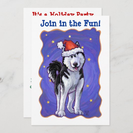 Hoofden en staarten Feestelijke Husky Kerstfeest Kaart (Voorkant / Achterkant)