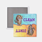 Hoofden Staarten Tijger Vuil Schoon Vaatwasser Mag Magneet (Voorkant / Achterkant)