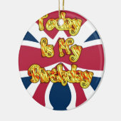 Hoofden UP-Hakuna Matata Today is mijn verjaardag. Keramisch Ornament (Links)