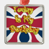 Hoofden UP-Hakuna Matata Today is mijn verjaardag. Metalen Ornament (Voorkant)