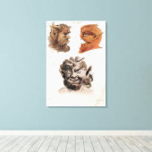 Hoofden van de boze demonen canvas afdruk (Insitu (Houten vloer))