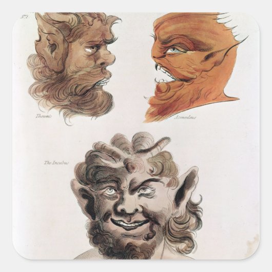Hoofden van de boze demonen vierkante sticker (Voorkant)