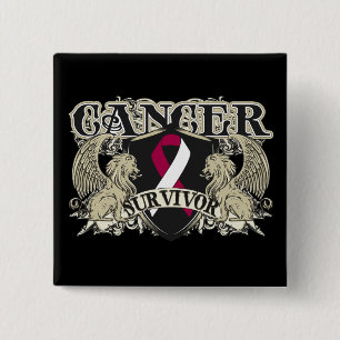 Hoofdhalskanker Overlevende Mannen Heraldry Vierkante Button 5,1 Cm