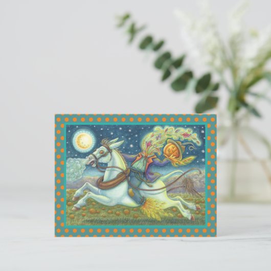 HOOFDHORSEMAN SCHERM OP WITTE MULE HOLIDAAG FEESTDAGENKAART (Staand voorkant)