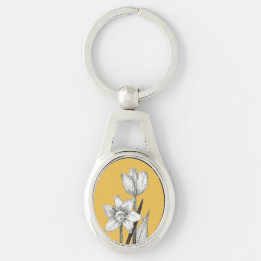Hoofdketen van affodil en tulp sleutelhanger (Voorkant)