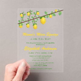 Hoofdknijp Lemon Geslacht Neutrale Baby Shower Acryl Uitnodigingen
