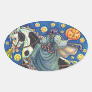 HOOFDKRACHTIGE HORSEWOMAN, HALLOEEN STICKERS VORME