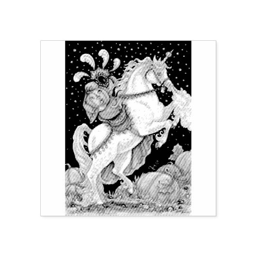 HOOFDKRACHTIGE HORSEWOMAN HALLOWEEN UNICORN RUBBER RUBBERSTEMPEL (Afrduk)